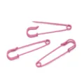 Pink lacquered 5cm large safety pin variant, 3-hole DIY brooch and clothing accessory. - No Holes / 10 Pieces/Pack / Pink