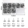 Kit per creazione orecchini in acciaio inossidabile con perni piatti e chiusure in box. - Kit Da 10 Scomparti / 1 scatola