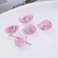 Rosa Muschel Glasperlen, AB Farbe irisierend DIY Armband Schmuck Zubehör Accessoire - Muschel-Dekoration / 5 Stück/Packung / Muschelrosa
