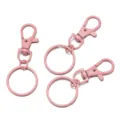 Pink enamel alloy lobster clasp keychain swivel dog clip split ring DIY bag charm accessory - 5 Pieces/Pack / Light Pink