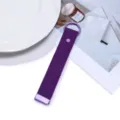 Detailed close-up view of the purple woven keychain strap, showing the metal ring and snap. - F9 Dark Purple Rope Purple Buckle / 1 Piece