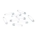 White safety pins set for DIY brooches and clothing accessories, durable metal garment pins. - 50 Pieces/Pack / White