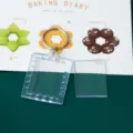 Close-up detail of clear acrylic photo frame keychain blank with metal clasp and insert card. - Medium Flower Photo Frame (3.9x5cm) / Pack of 5
