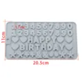 Vista dettagliata dello stampo in silicone numeri e lettere con dimensioni per dolci fai da te. - 1 Pezzo / Tabellone Dei Numeri Grigio