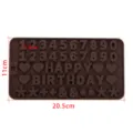 Vista dettagliata dello stampo in silicone marrone per numeri e lettere per dolci e cioccolato. - 1 Pezzo / Tabellone Dei Numeri Marrone