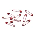 DIY red metal safety pins 3cm, colorful brooch findings and garment sewing accessories. - 50 Pieces/Pack / Red