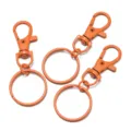 Orange metal lobster claw clasps with key rings, DIY hardware bag accessories for crafts. - 5 Pieces/Pack / Light Orange