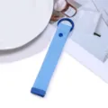 Detailed close-up shot of blue woven keychain lanyard with solid metal ring hardware. - F14 Blue Rope Blue Buckle / 1 Piece