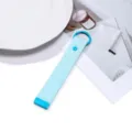 Light blue woven lanyard keychain with round ring and snap button, simple versatile bag pendant. - F16 Light Blue Rope Blue Buckle / 1 Piece