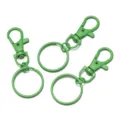 Green metal keychain clip set, swivel dog clasp and round ring hardware accessory for DIY bags. - 5 Pieces/Pack / Light Green
