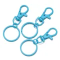 Light blue metal keychain lobster clasp swivel snap hook split ring for DIY bag charm craft - 5 Pieces/Pack / Sky Blue