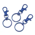 Blue metal lobster claw clasps with split rings, DIY bag accessories and keychains. - 5 Pieces/Pack / Dark Blue