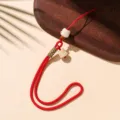 Rode telefoonkoord strap met schattige kat hanger, stijlvolle mobiele telefoon accessoire. - Polsstijl / Rood