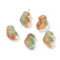Perles en verre hibou peintes en or transparentes iridescentes, perles en vrac DIY trou droit 3D - Bleu Brun Jade
