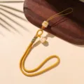 Gele telefoonkoord met schattige gelukskat hanger anti-verlies telefoonhoesje riem - Polsstijl / Geel