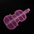 Scatola portaoggetti in plastica rosa trasparente a forma di violino con scomparti per perline. - A forma di violino / 10.4x21cm / Rosa