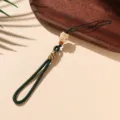 Schattige gelukskat hanger telefoonkoord, gevlochten anti-verlies telefoonhoes riem. - Vingerring stijl / Donkergroen