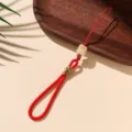 Rood gevlochten telefoonsnoer met schattige gelukskat bedel DIY anti-verlies accessoire - Vingerring stijl / Rood