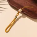 Leuke gelukskat telefoonkoord, anti-verlies draagband voor telefoonhoesje decoratie. - Vingerring stijl / Geel