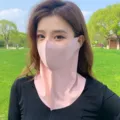 Sommer Eisseide UV-Schutz Gesichtsmaske rosa Sonnenschutz Nackenschutz atmungsaktiv - Rosa