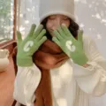 Gants d'hiver tricotés verts pour femmes avec motif de lettre C, chauds, doux et mignons. - Style C Vert