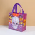Halloween Day of the Dead Sugar Skull Print Non-Woven Tote Bag Party Gift Packaging. - 22*23*11cm / Purple