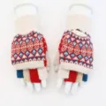 Gants en tricot sans doigts convertibles d'hiver pour femmes chauds et confortables. - Taille unique / Blanc