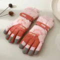 Gants de ski d'hiver imperméables pour cyclisme en extérieur, gants tactiles chauds en peluche. - Taille unique / Modèle adulte rouge orangé