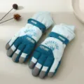 Gants de ski d'hiver thermiques, gants de cyclisme imperméables et chauds doublés polaire. - Taille unique / Bleu-vert pour adulte