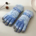 Gants de ski imperméables et coupe-vent thermiques pour le cyclisme en plein air hiver - Taille unique / Bleu pour enfant (Âge 6-12 ans suggéré)