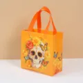 Halloween Day of the Dead Skull Print Non-Woven Tote Bag Colorful Party Gift Packing Bag - 22*23*11cm / Yellow