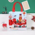 Christmas gift bag, non-woven fabric, portable packaging with Santa and castle prints. - Soldier / 22x23x11cm