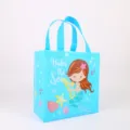 Joli sac cadeau non-tissé sirène, pochette étanche pour fête d'anniversaire enfant. - Bleu