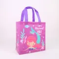 Joli sac cabas en non-tissé sirène violette pour cadeaux d'anniversaire d'enfants et shopping. - Violet