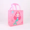 Sac cadeau sirène rose, sac cabas non tissé stratifié mignon pour anniversaire d'enfants. - Rose