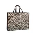 Leopard print reusable shopping tote bag, non-woven grocery gift bag with sturdy handles. - Leopard Print