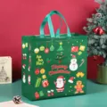 Christmas non-woven gift bag with Santa tree design, perfect holiday shopping tote. - Green Christmas Tree