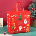 Christmas non-woven gift shopping bag with festive Santa and tree print for holiday. - Red Christmas Tree