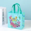 Bolsa de regalo no tejida azul con estampado de mariposas, bolso de mano elegante. - Verde Lago