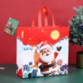 Christmas non-woven gift bag red festive Santa Claus tote bag for holiday party packaging - Red Santa Claus
