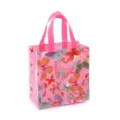 Bolsa de regalo no tejida rosa con estampado de mariposas coloridas, bolso de compras elegante. - Rosa