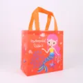 Sac cadeau non tissé sirène mignon cabas orange pour fête d'anniversaire d'enfants. - Rouge Orangé