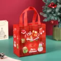 Sac cadeau de Noël en intissé à carreaux rouges, sac étanche pour emballage de petits cadeaux. - Carreaux Rouges / 22*23*11cm