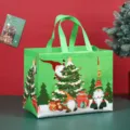 Gran bolsa de regalo de Navidad de tela no tejida y compras con diseño de gnomo. - Verde