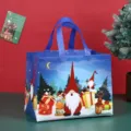 Bolsa de Regalo de Navidad Reutilizable Gran Bolsa de Compra de Tela No Tejida Festiva - Azul