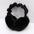Chauffe-oreilles moelleux noirs hiver chaud en peluche pour femmes filles doux et cosy - Taille unique / Noir