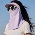 Masque de protection solaire visage en soie de glace avec visière, chapeau anti-UV respirant été. - Masque facial femme - Violet