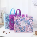 Large floral non-woven waterproof shopping tote bag stylish portable gift storage handbag. - Style 4 / 48x42x13cm