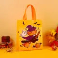 Halloween non-woven candy tote bag with cute cat pumpkin ghost design for party gift packing - 26*32*10cm / Orange