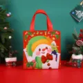 Bolsa de regalo navideña de tela no tejida con lindo muñeco de nieve para fiesta. - Muñeco de Nieve Rojo